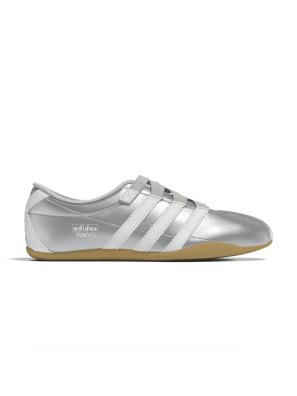 adidas Tokyo Mary Jane Silver and White Sneakers with Gum Sole | Size US 7